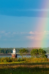 Rainbow Lighting Around Lubec Channel Light